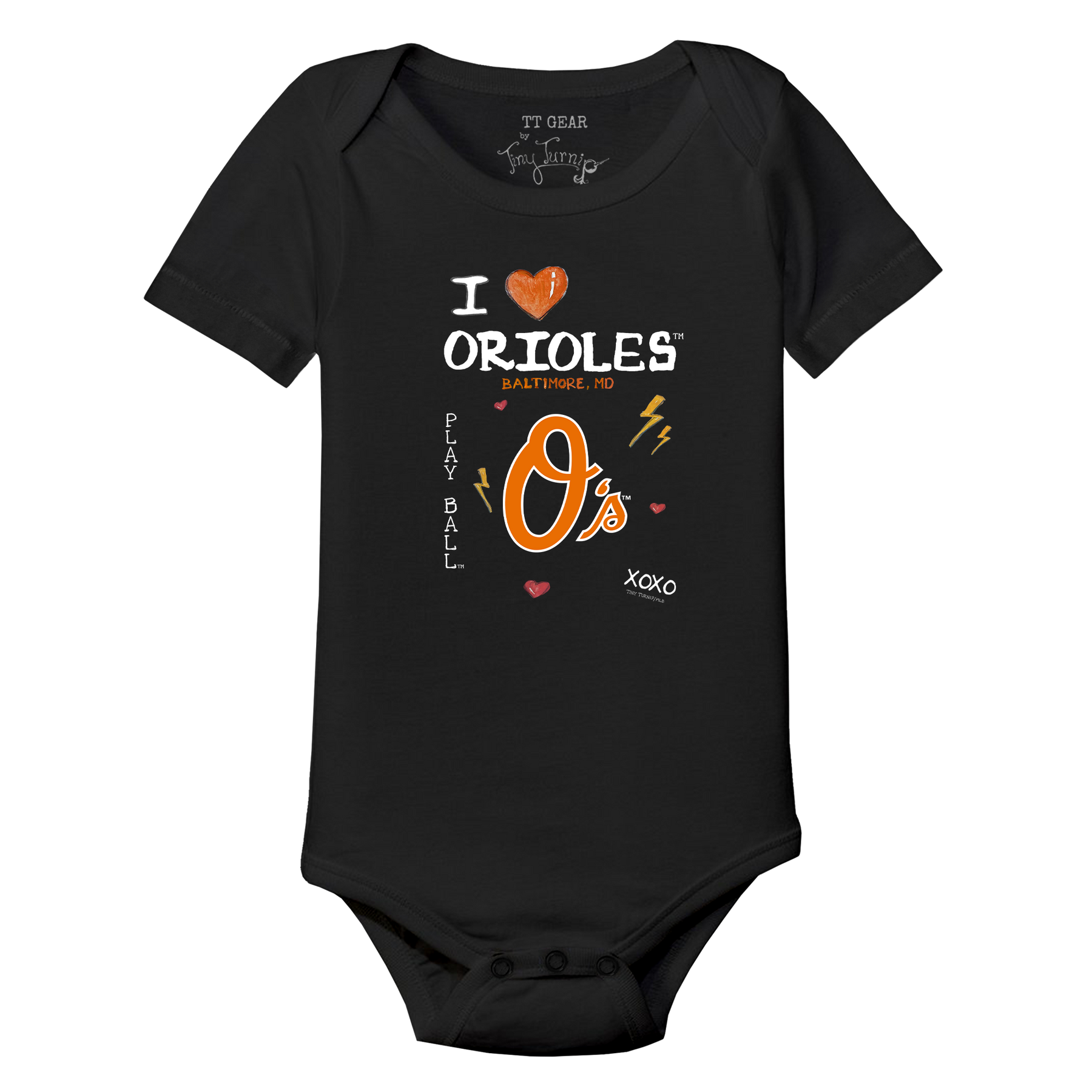 I Heart Orioles Short Sleeve Snapper - Tiny Turnip