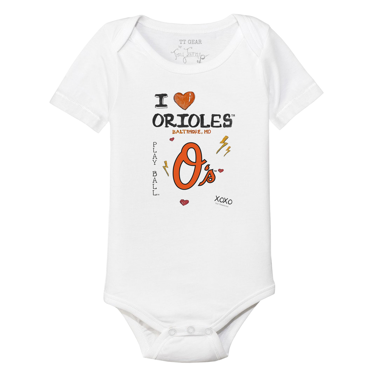 I Heart Orioles Short Sleeve Snapper - Tiny Turnip