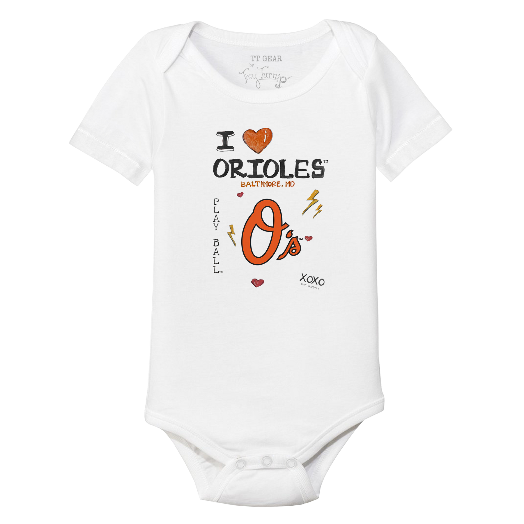 I Heart Orioles Short Sleeve Snapper - Tiny Turnip