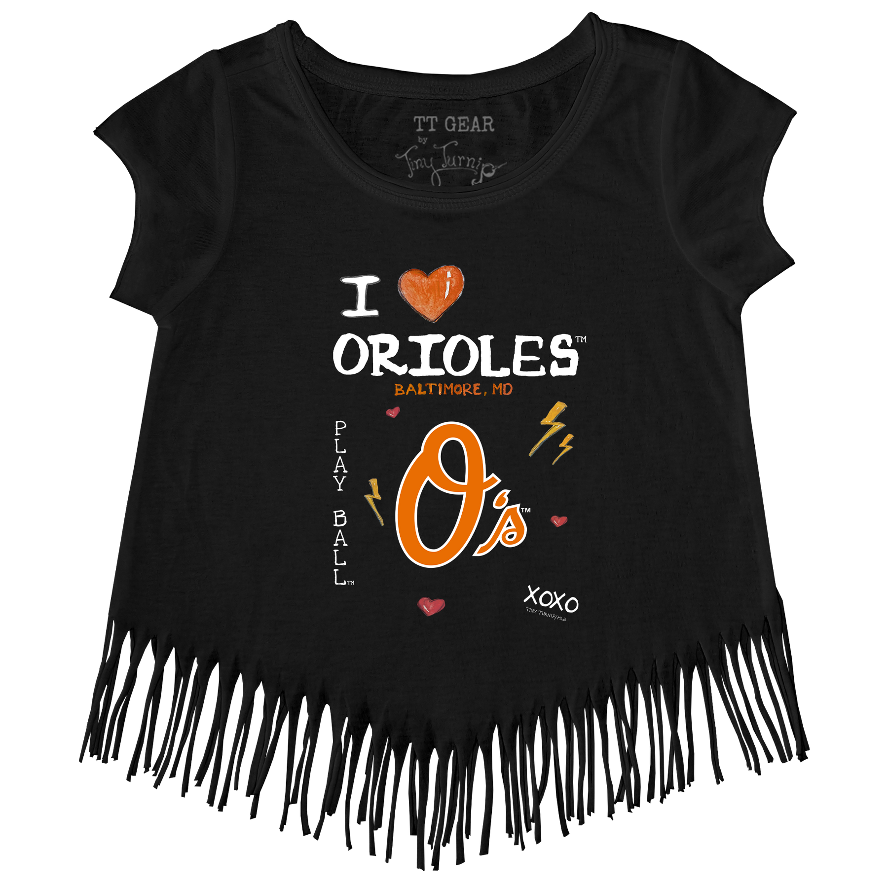 I Heart Orioles Fringe Tee - Tiny Turnip