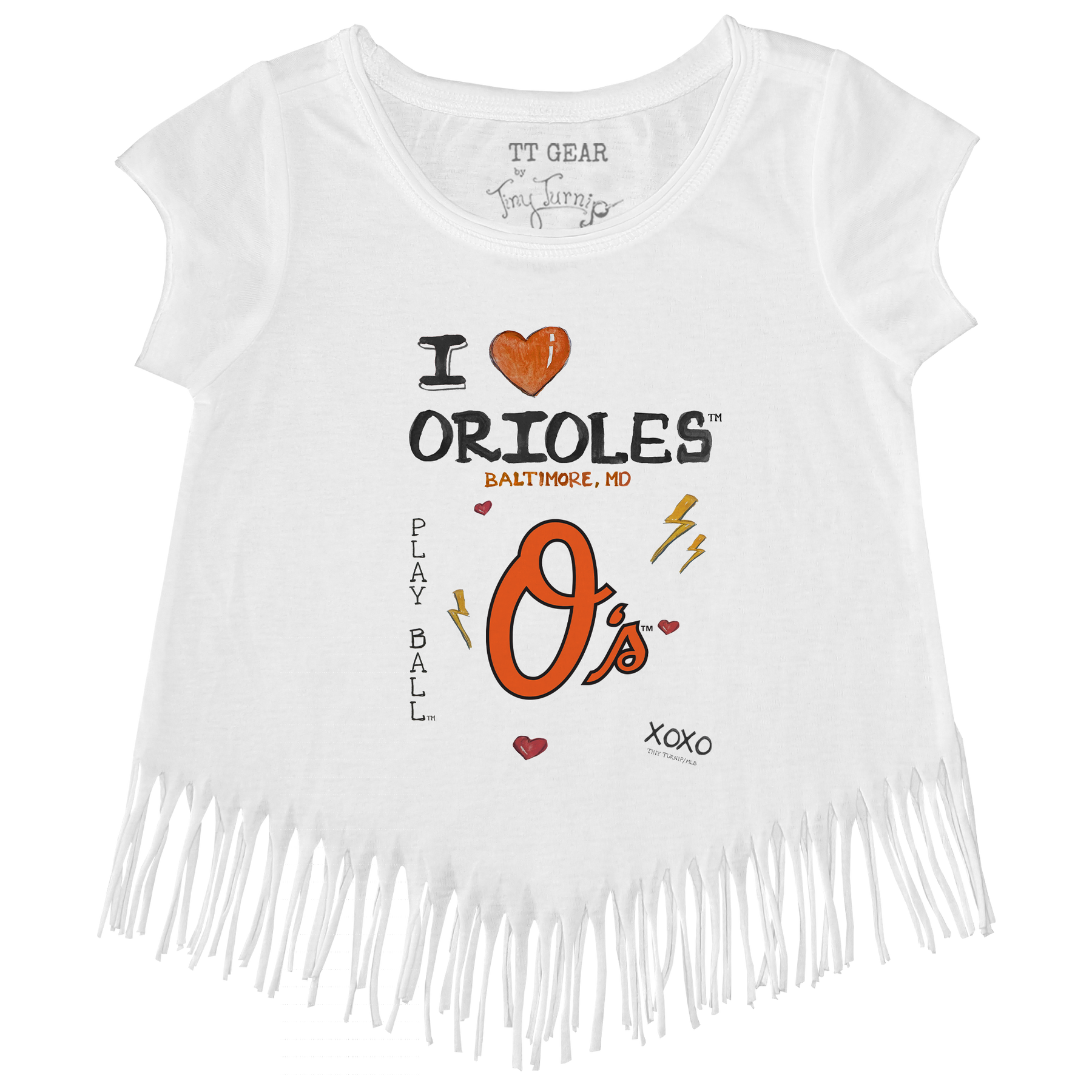 I Heart Orioles Fringe Tee - Tiny Turnip