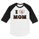 Baltimore Orioles I Love Mom 3/4 Black Sleeve Raglan