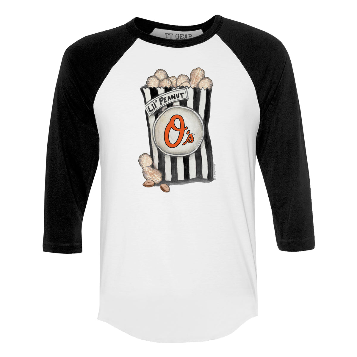 Baltimore Orioles Lil' Peanut 3/4 Black Sleeve Raglan