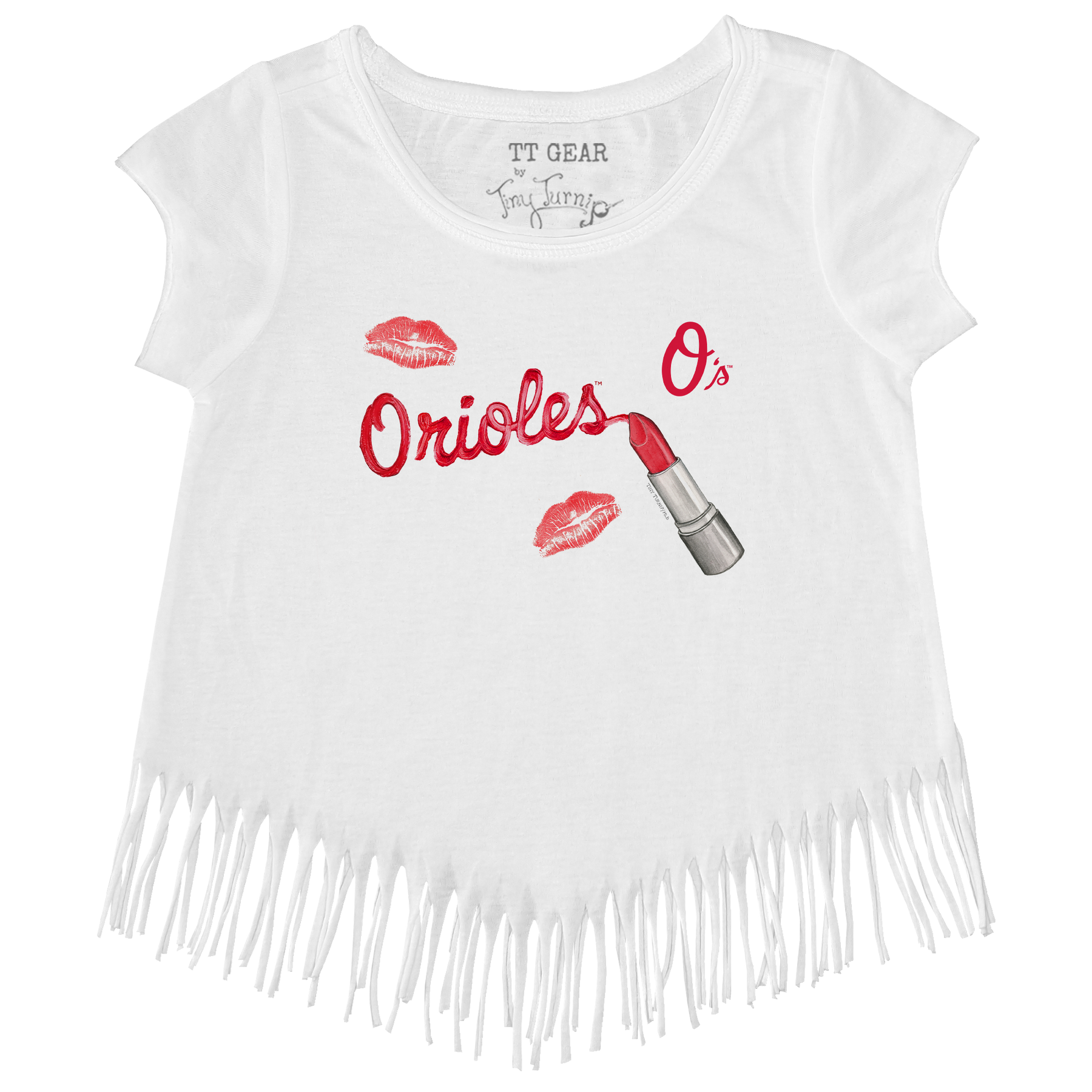 Baltimore Orioles Lipstick Fringe Tee - Tiny Turnip