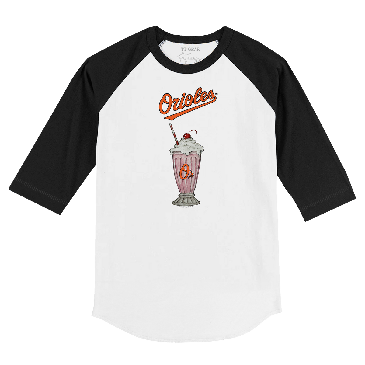 Baltimore Orioles Milkshake 3/4 Black Sleeve Raglan