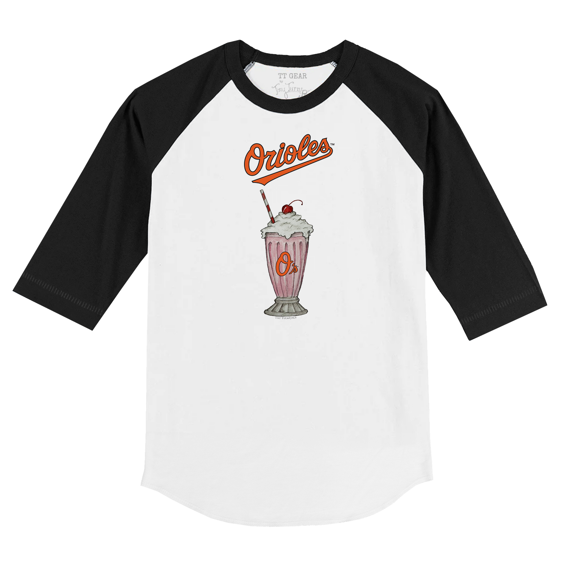 Baltimore Orioles Milkshake 3/4 Black Sleeve Raglan
