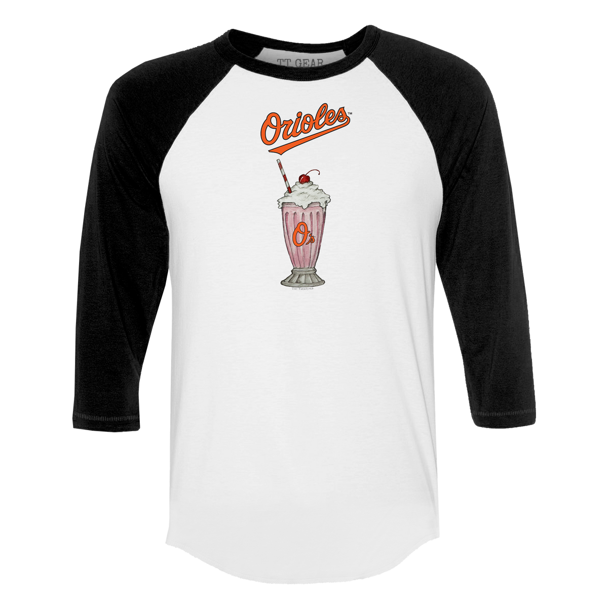 Baltimore Orioles Milkshake 3/4 Black Sleeve Raglan