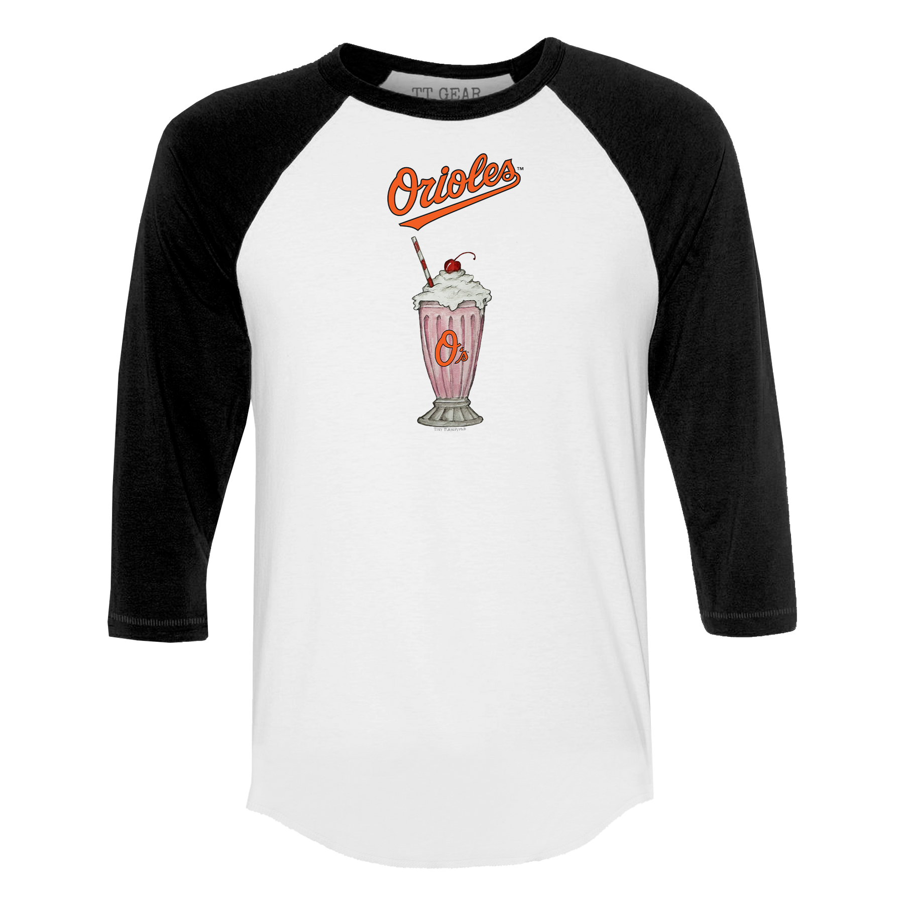 Baltimore Orioles Milkshake 3/4 Black Sleeve Raglan