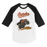 Baltimore Orioles Monster Truck 3/4 Black Sleeve Raglan