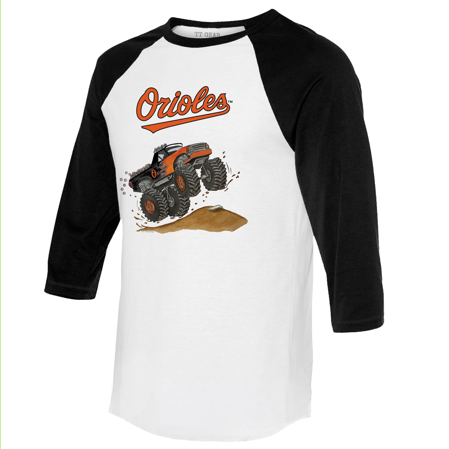 Baltimore Orioles Monster Truck 3/4 Black Sleeve Raglan