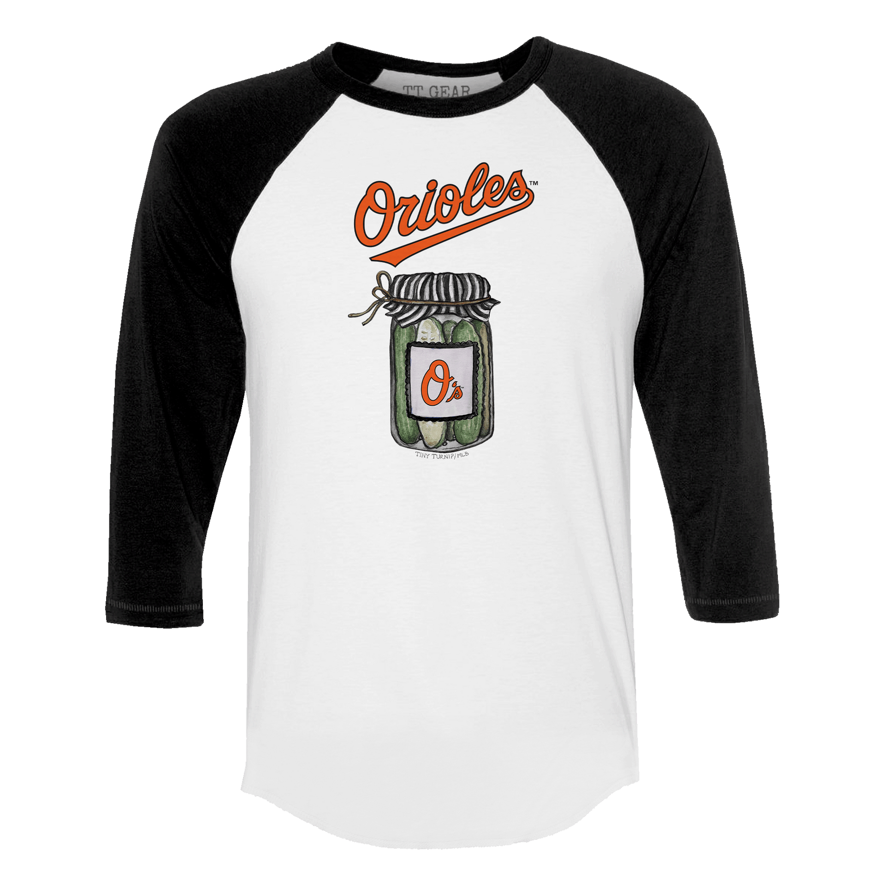 Baltimore Orioles Pickle Jar 3/4 Black Sleeve Raglan