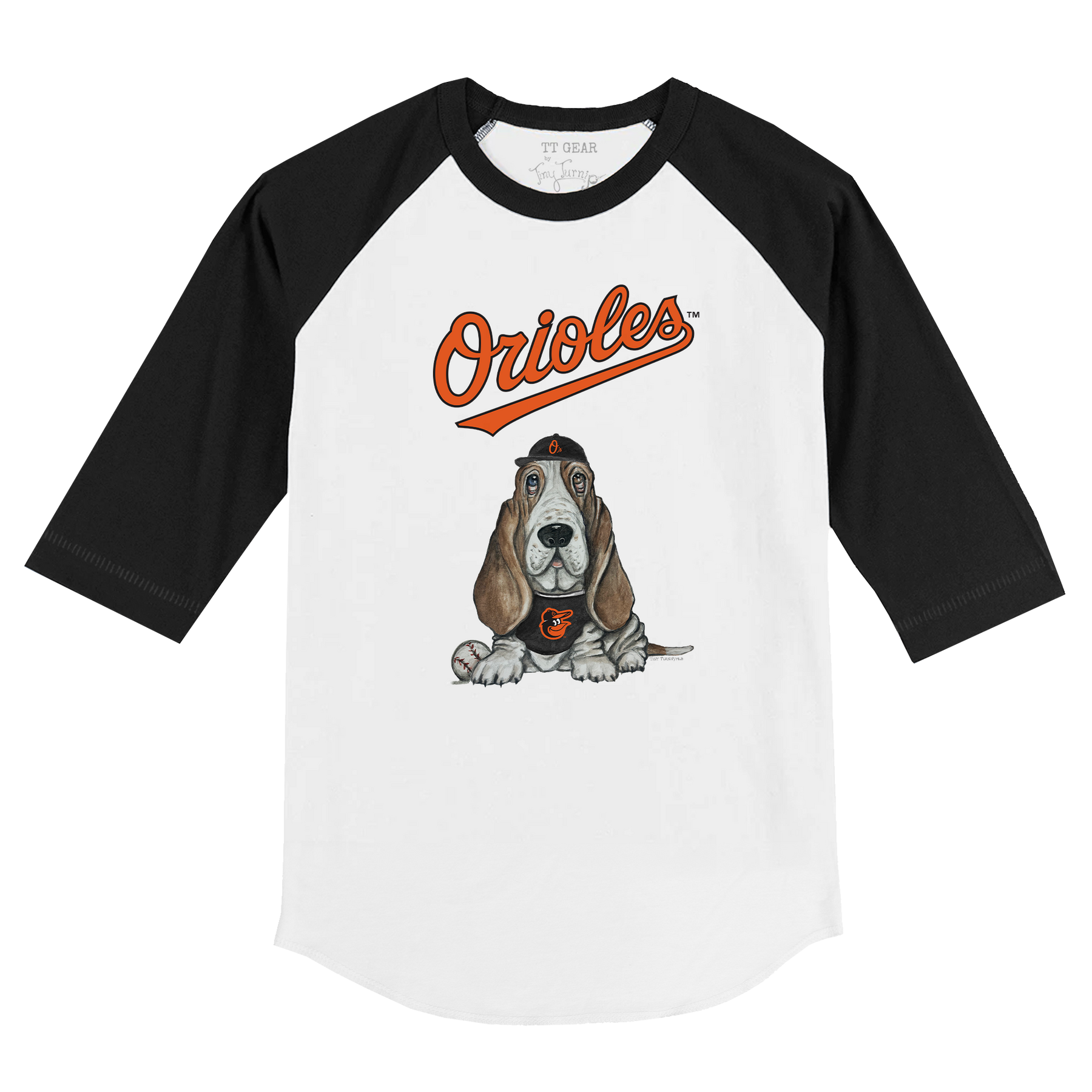 Baltimore Orioles Puddy 3/4 Black Sleeve Raglan - Tiny Turnip