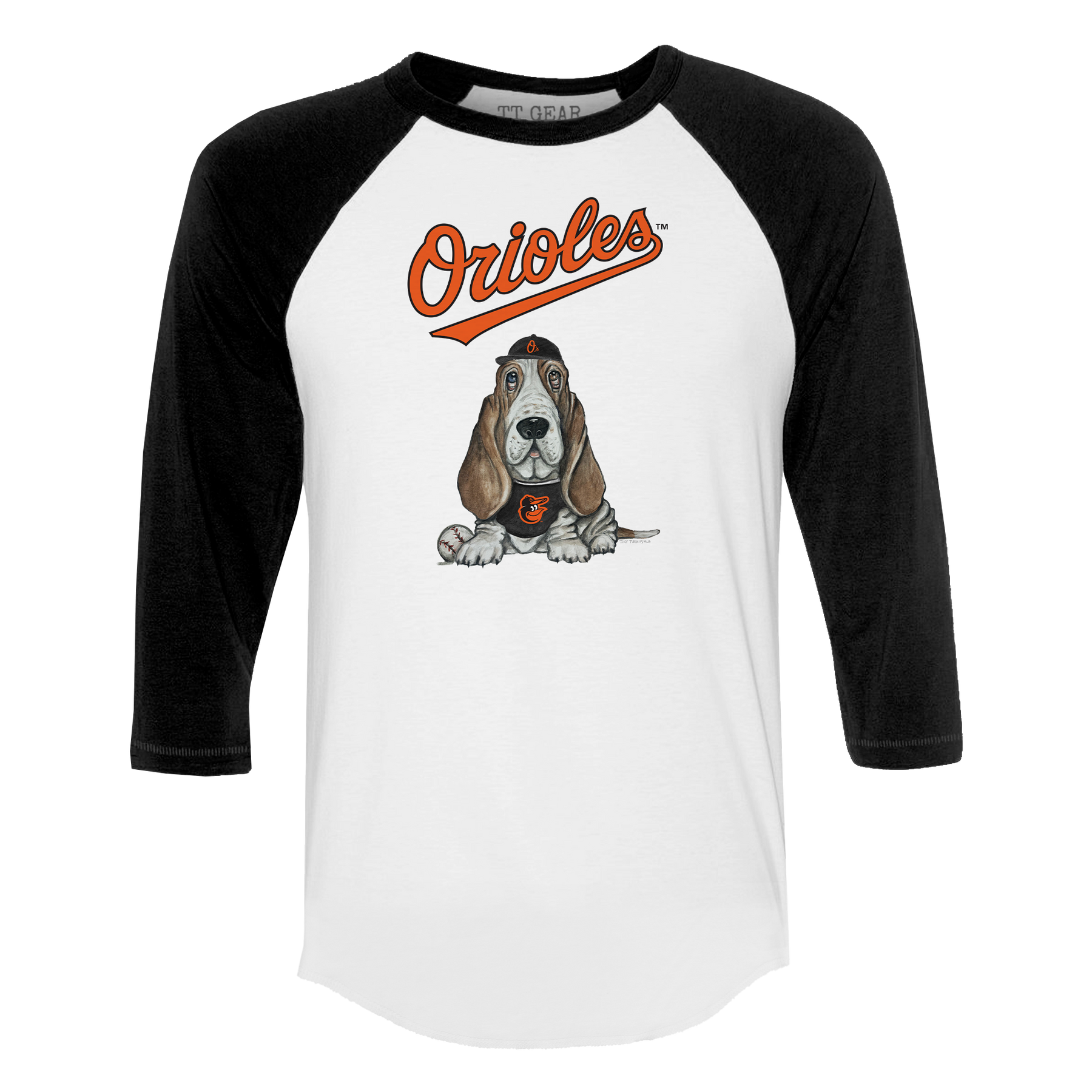 Baltimore Orioles Puddy 3/4 Black Sleeve Raglan - Tiny Turnip