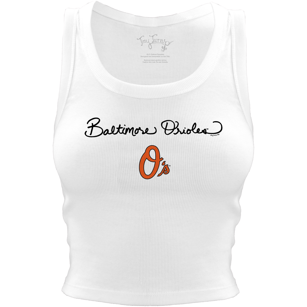 Baltimore Orioles Logo Script Crop Tank - Tiny Turnip