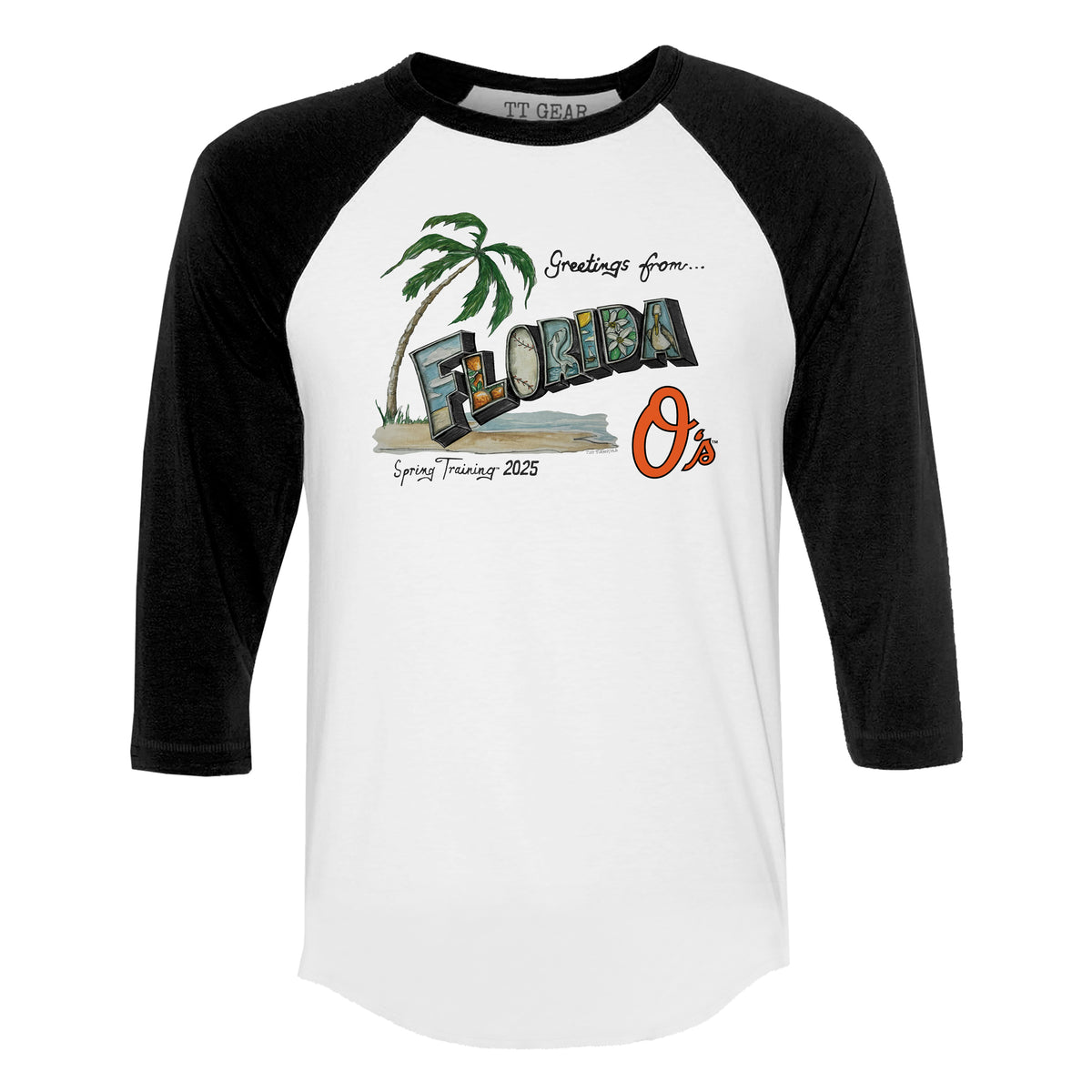 Baltimore Orioles Spring Training 2025 3/4 Black Sleeve Raglan