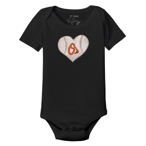 Baltimore Orioles Stitched Heart Short Sleeve Snapper - Tiny Turnip