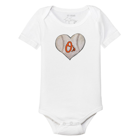 Baltimore Orioles Stitched Heart Short Sleeve Snapper - Tiny Turnip