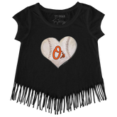 Baltimore Orioles Stitched Heart Fringe Tee - Tiny Turnip