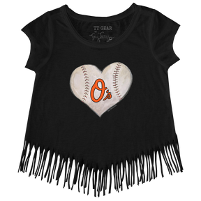Baltimore Orioles Stitched Heart Fringe Tee - Tiny Turnip