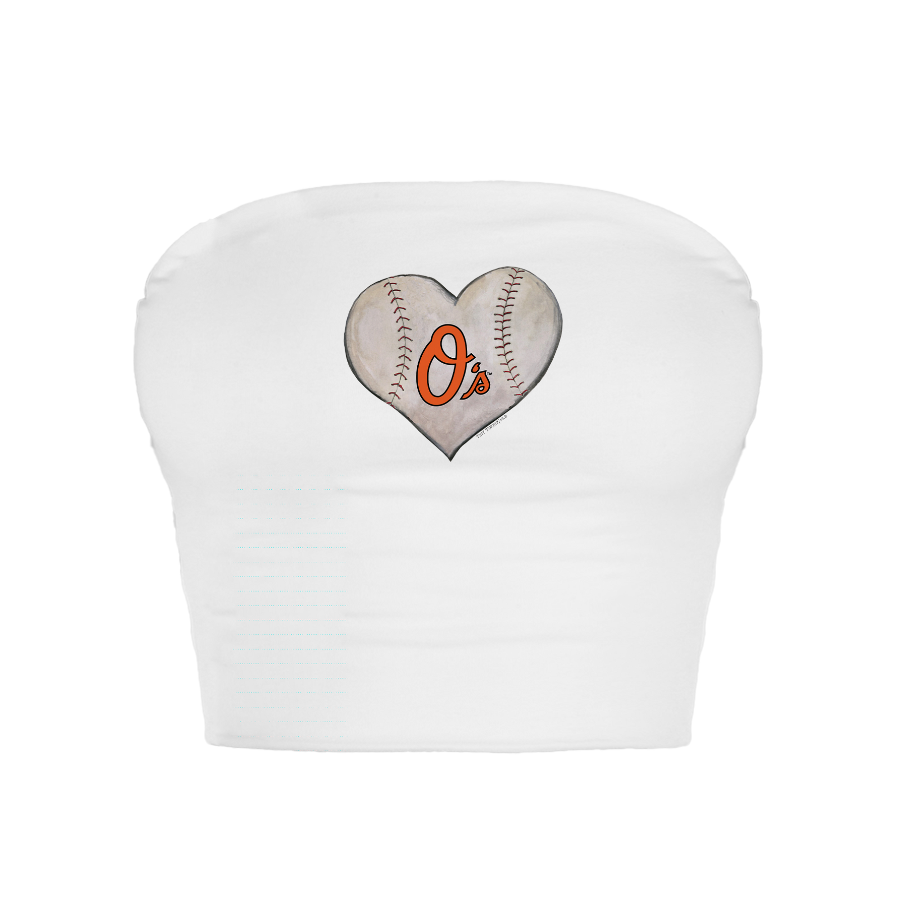 Baltimore Orioles Stitched Heart Crop Tube Top - Tiny Turnip