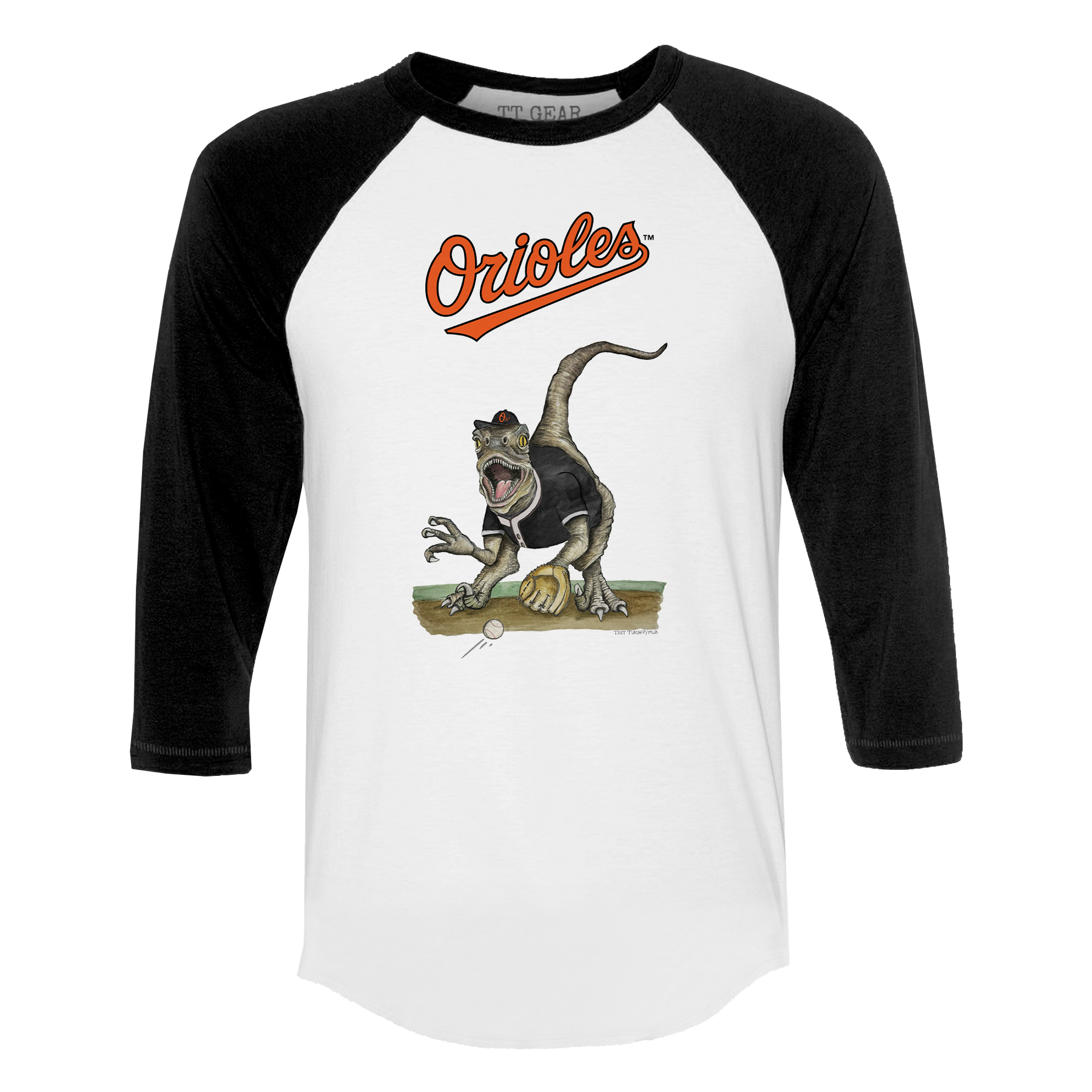 Baltimore Orioles Velociraptor 3/4 Black Sleeve Raglan