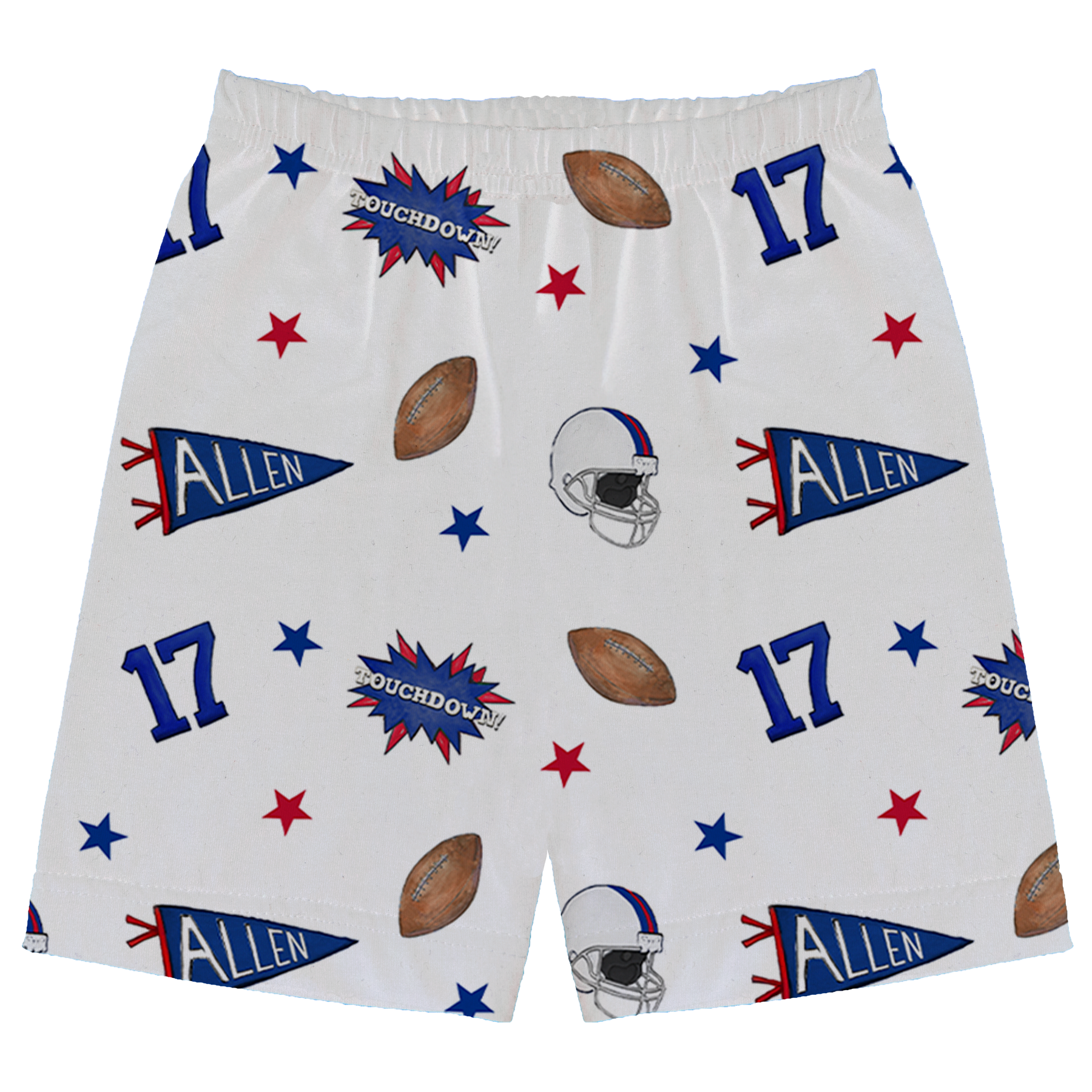VIP Football: Pennant Collage w/ Name, Number - Boy Shorts - Tiny Turnip