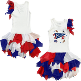VIP Football: Pennant Collage w/ Name, Number - Falling Mesh Dress - Tiny Turnip