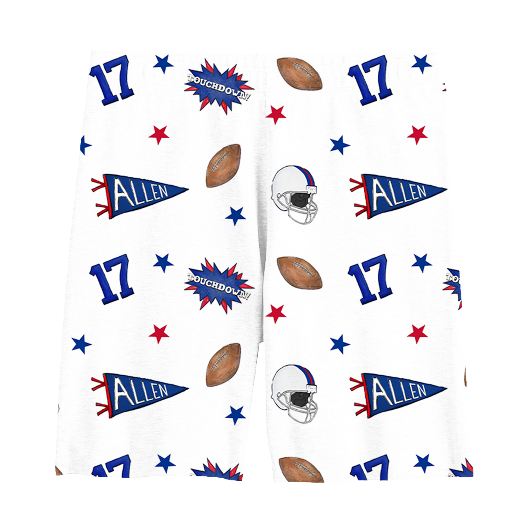 VIP Football: Pennant Collage w/ Name, Number - Girl Shorts - Tiny Turnip