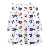 VIP Pennant Collage w/ Name, Number - Long Sleeve Molly Dress - Tiny Turnip