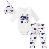 VIP Football: Pennant Collage w/ Name, Number - Long Sleeve Snapper Layette Set - Tiny Turnip