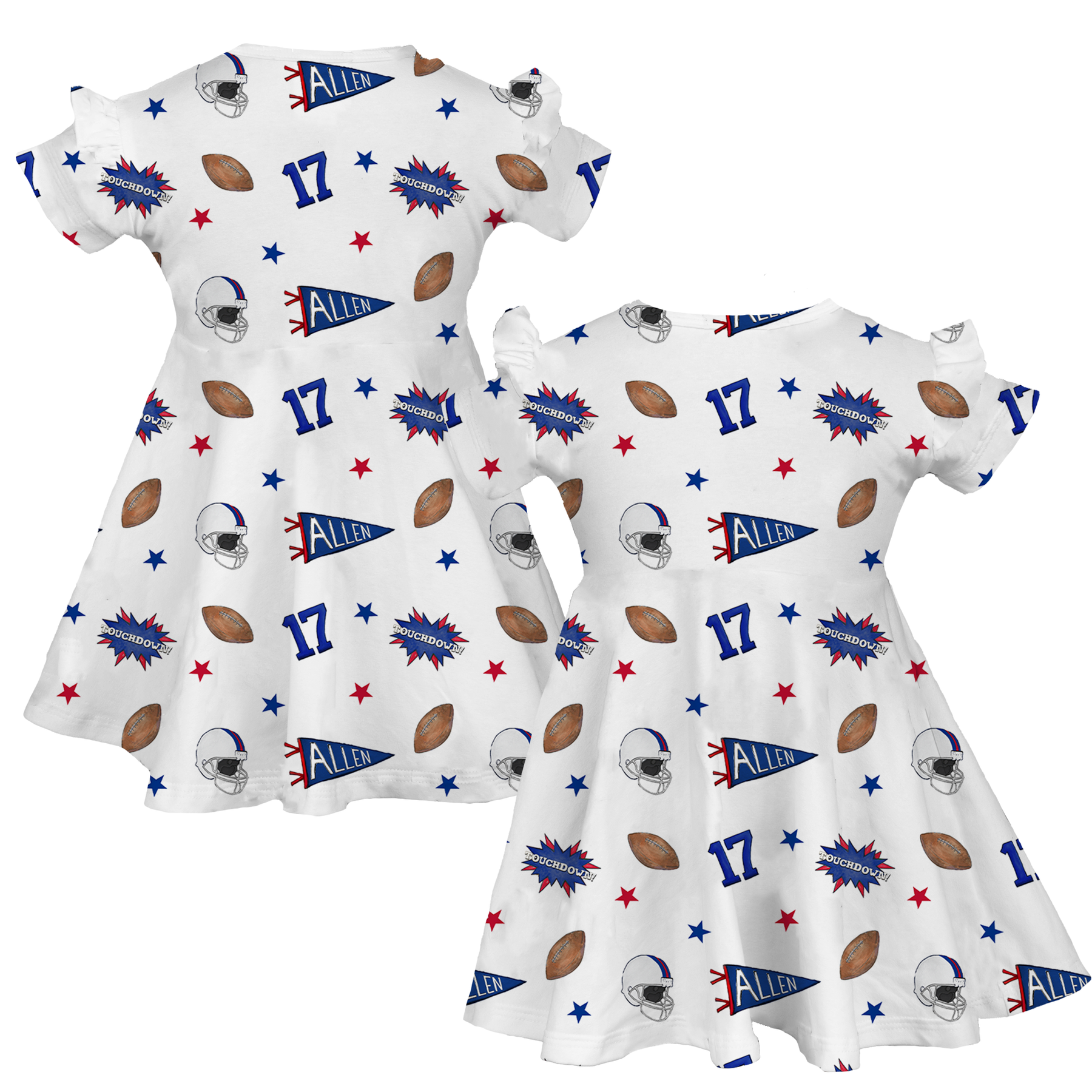 VIP Pennant Collage w/ Name, Number - Molly Dress - Tiny Turnip