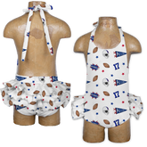 VIP Pennant Collage w/ Name, Number - Ruffle Romper - Tiny Turnip