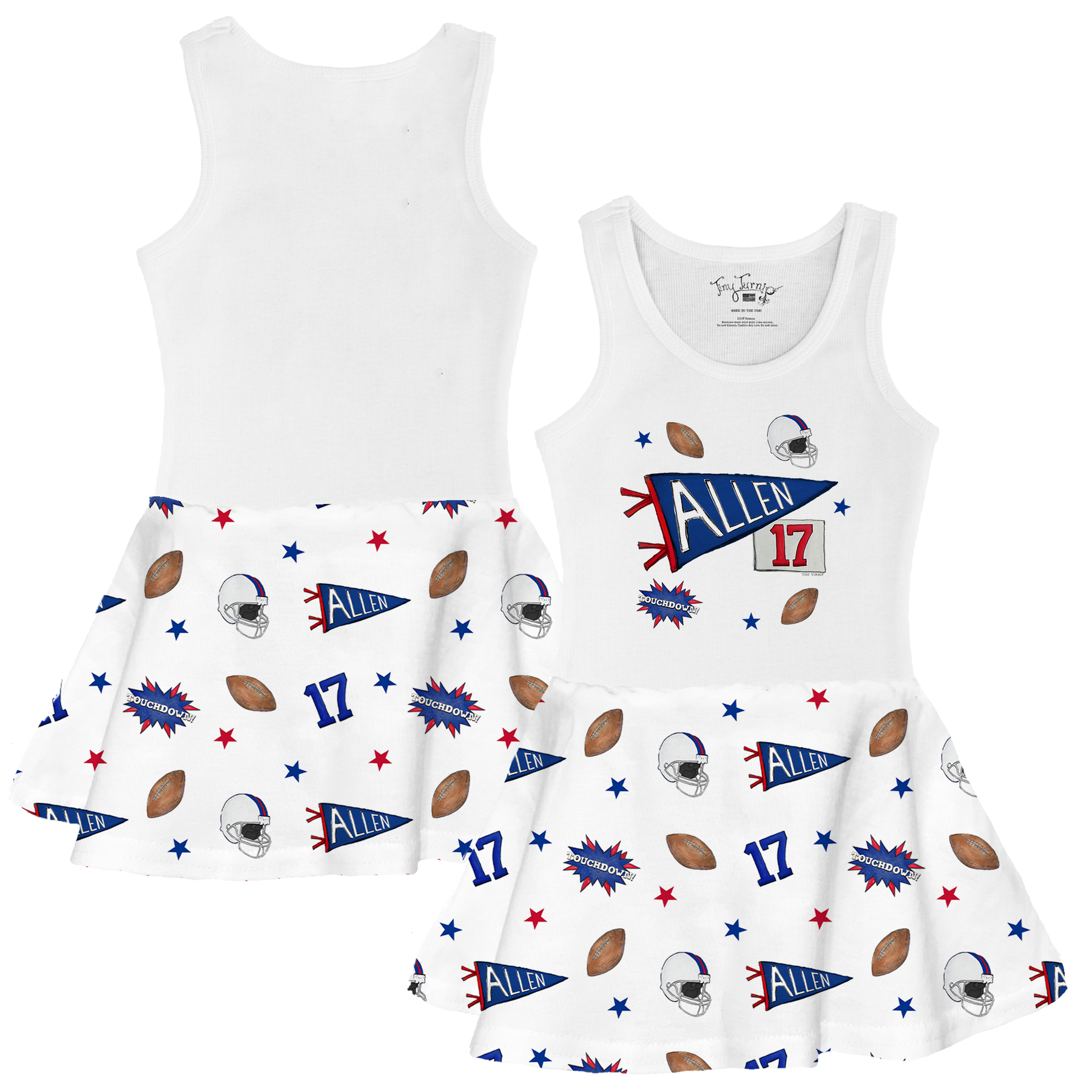 VIP Pennant Collage w/ Name, Number - Tank Swing Dress - Tiny Turnip
