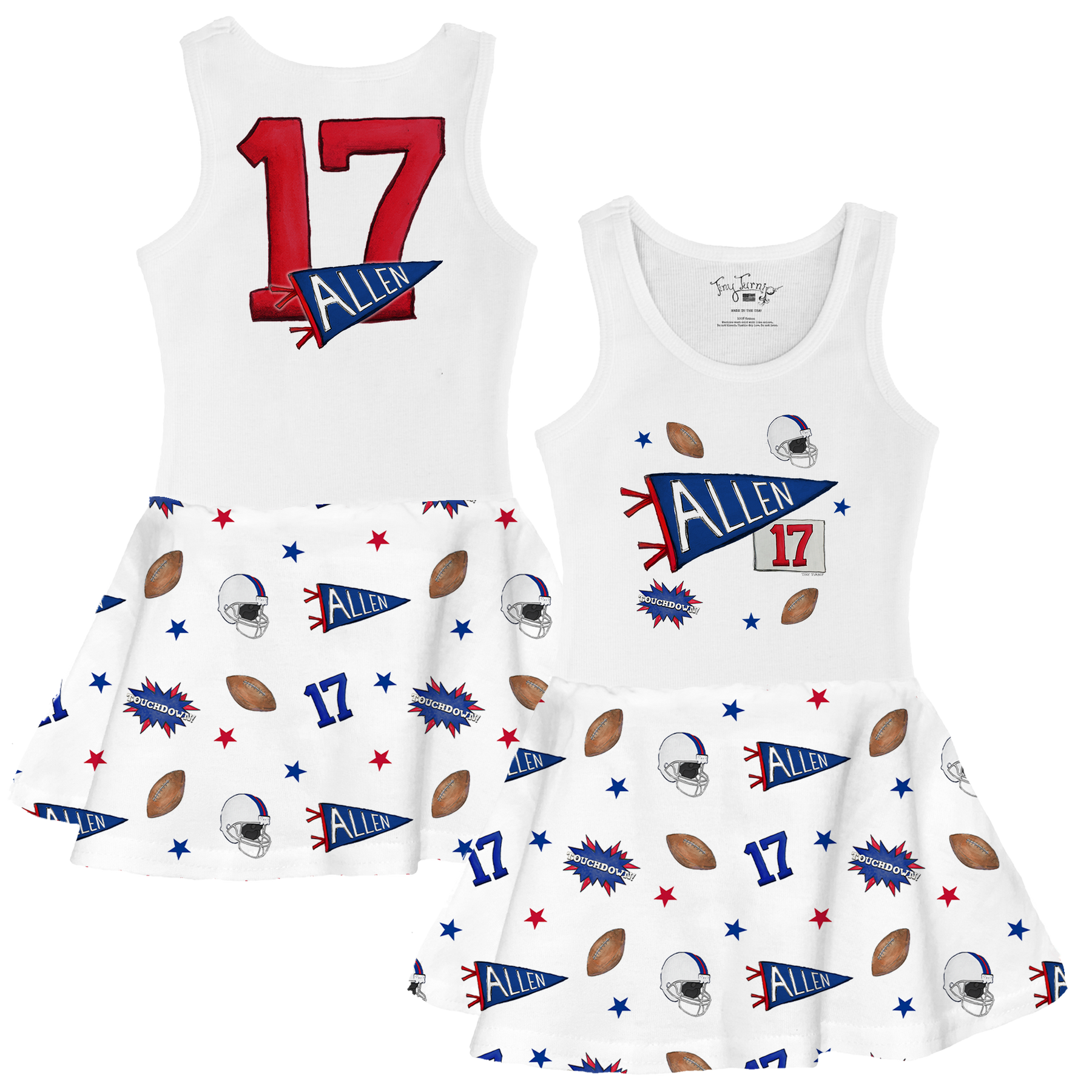 VIP Pennant Collage w/ Name, Number - Tank Swing Dress - Tiny Turnip