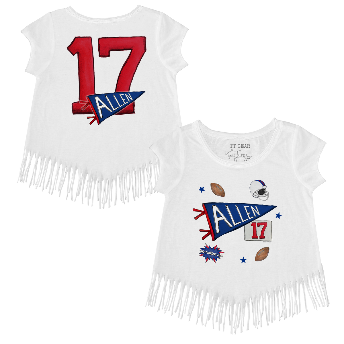 VIP Pennant Collage w/ Name, Number - Fringe Tee - Tiny Turnip