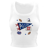 VIP Pennant Collage w/ Name, Number - Crop Tank - Tiny Turnip