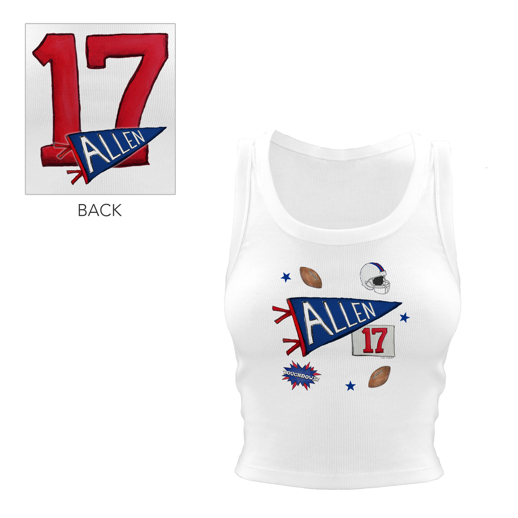 VIP Pennant Collage w/ Name, Number - Crop Tank - Tiny Turnip