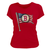 Boston Red Sox Baseball Flag Women's Tee Shirt - Tiny Turnip