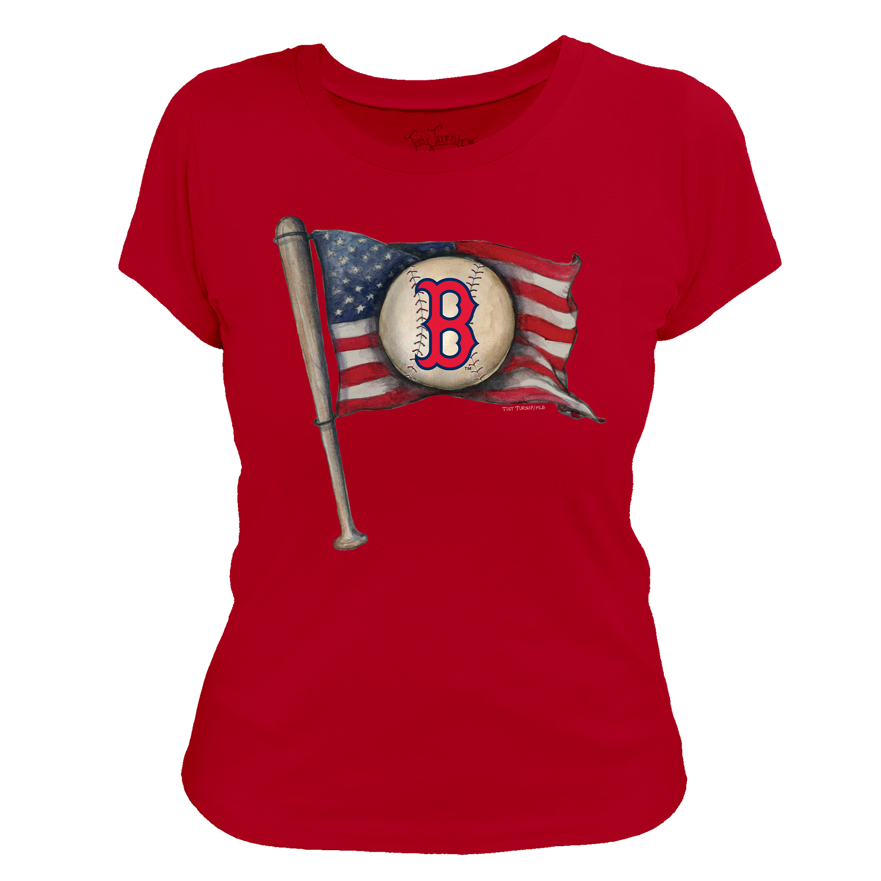 Boston Red Sox Baseball Flag Women's Tee Shirt - Tiny Turnip