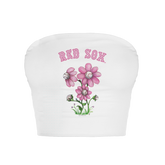 Boston Red Sox Blooming Baseballs Crop Tube Top - Tiny Turnip