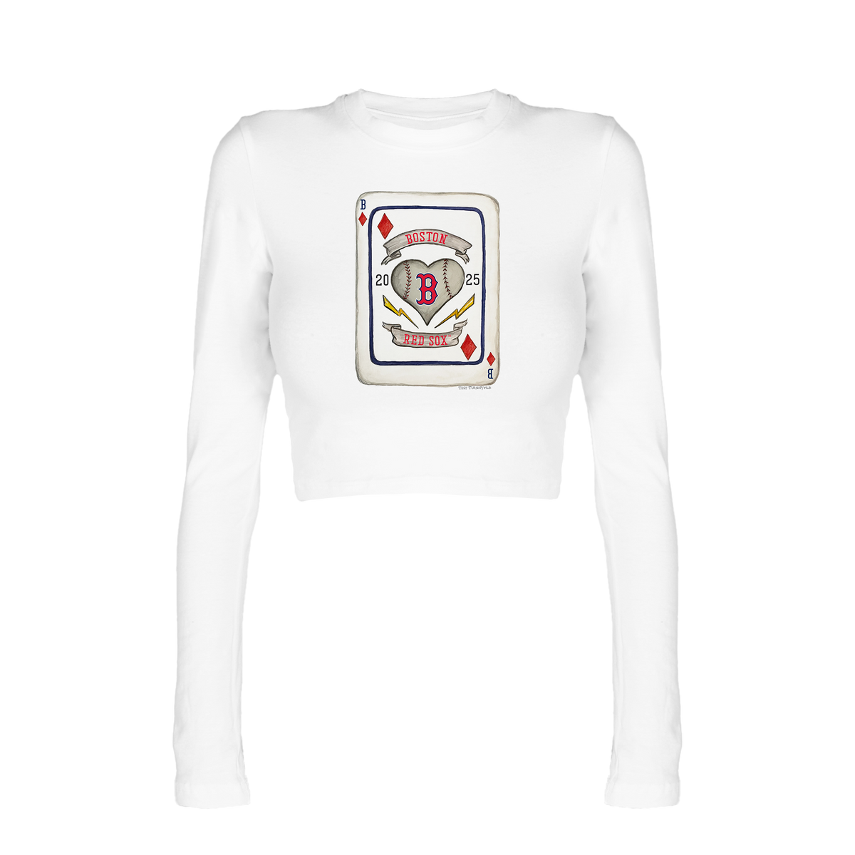 Boston Red Sox Card Candice Crop Long Sleeve