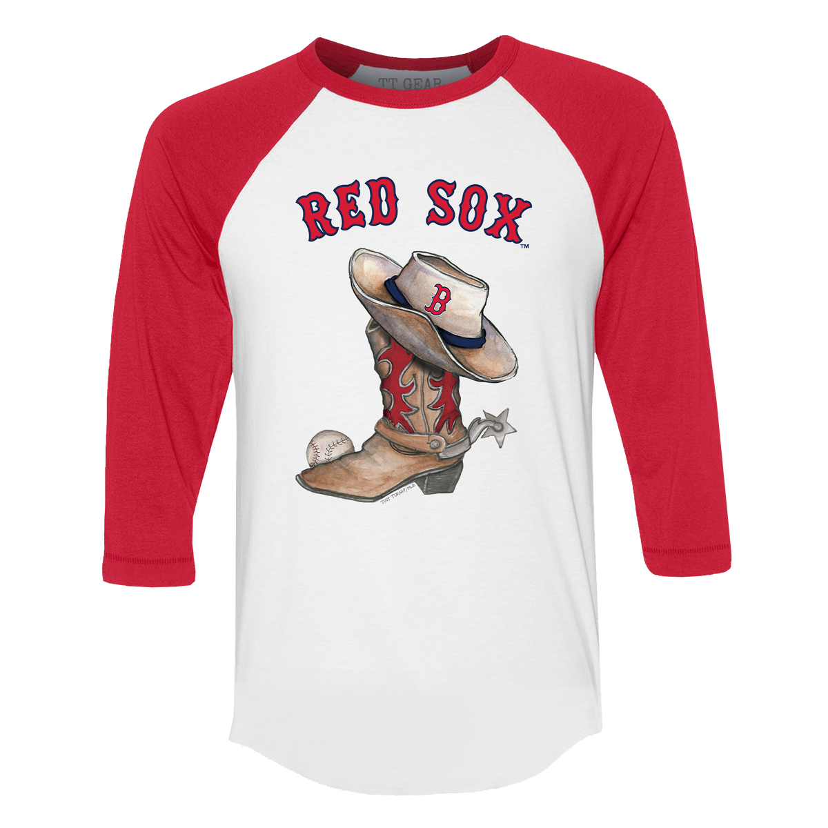 Boston Red Sox Cowboy Boot 3/4 Red Sleeve Raglan