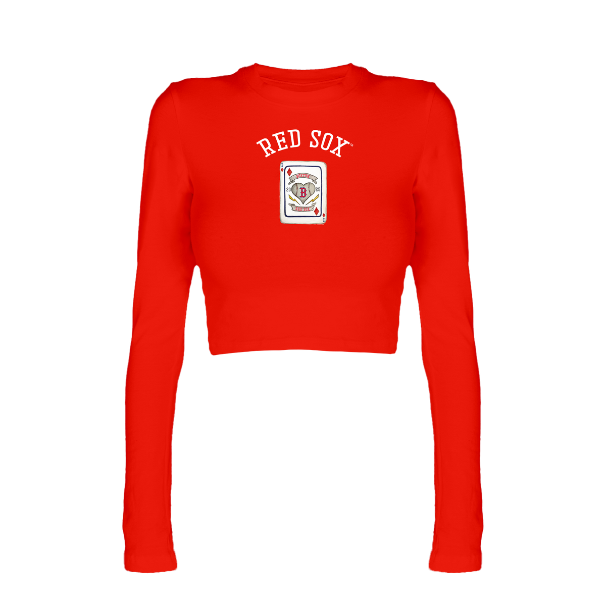 Boston Red Sox Card Candice Crop Long Sleeve