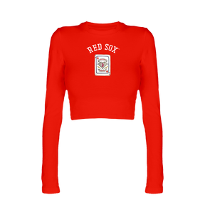 Boston Red Sox Card Candice Crop Long Sleeve