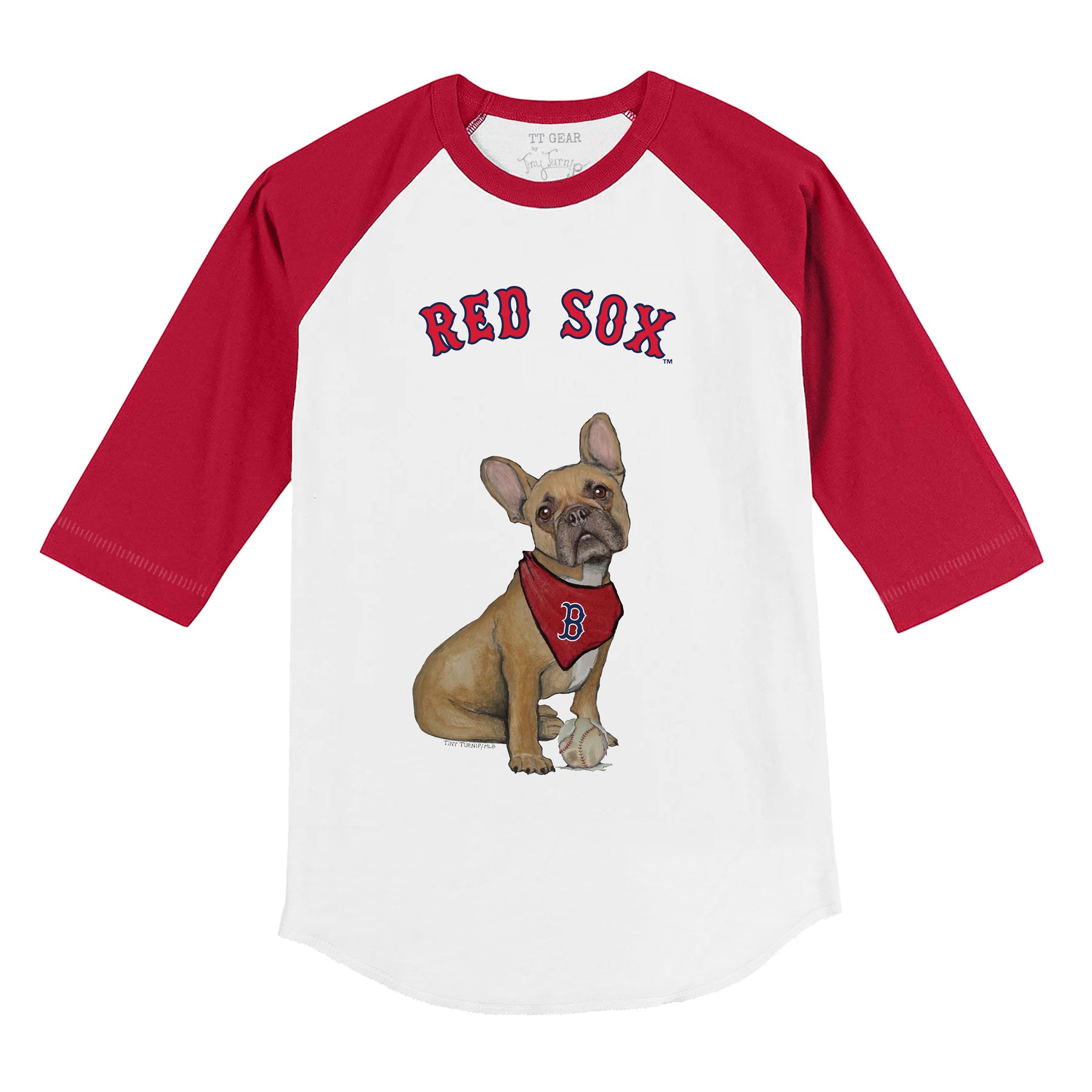 Boston Red Sox French Bulldog 3/4 Red Sleeve Raglan