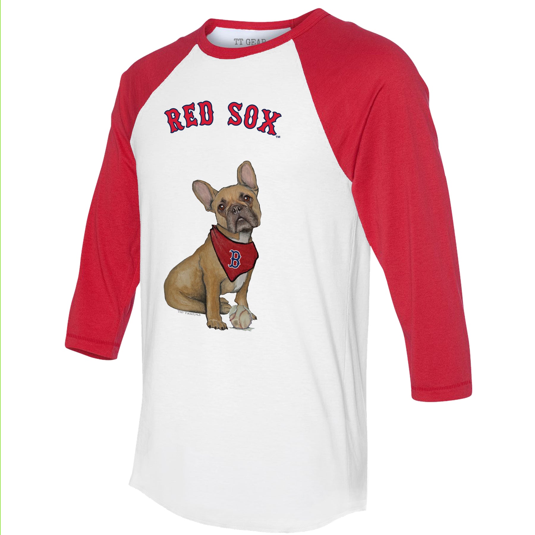 Boston Red Sox French Bulldog 3/4 Red Sleeve Raglan