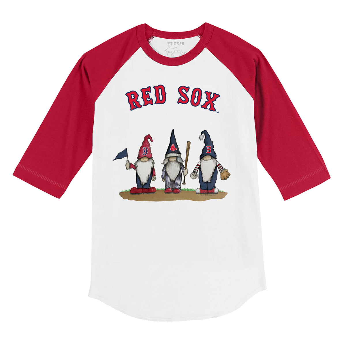 Boston Red Sox Gnomes 3/4 Red Sleeve Raglan