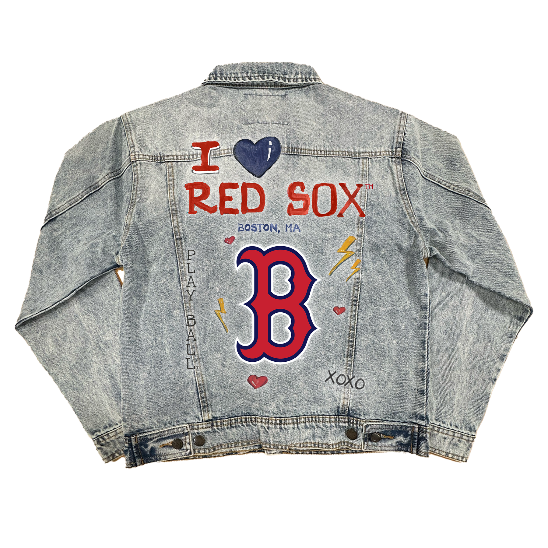 I Heart Red Sox Boyfriend Denim Jacket - Tiny Turnip