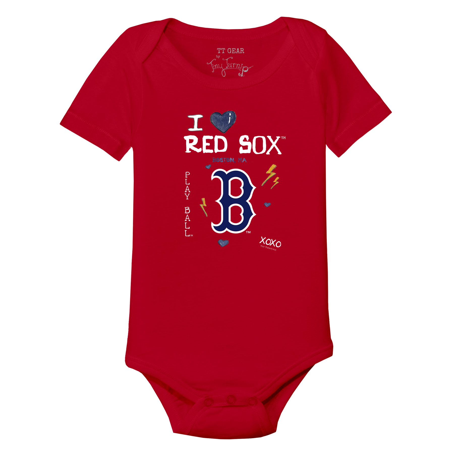I Heart Red Sox Short Sleeve Snapper - Tiny Turnip