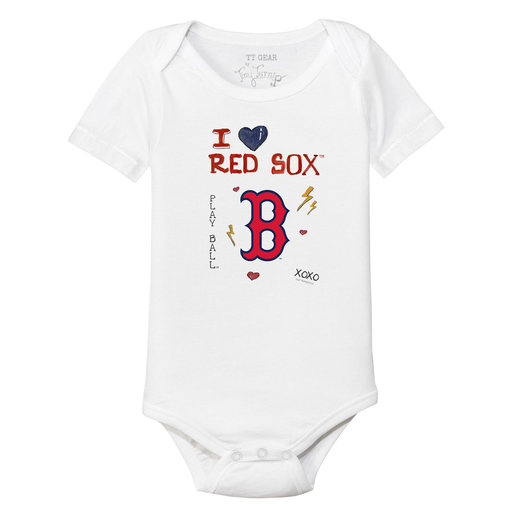 I Heart Red Sox Short Sleeve Snapper - Tiny Turnip
